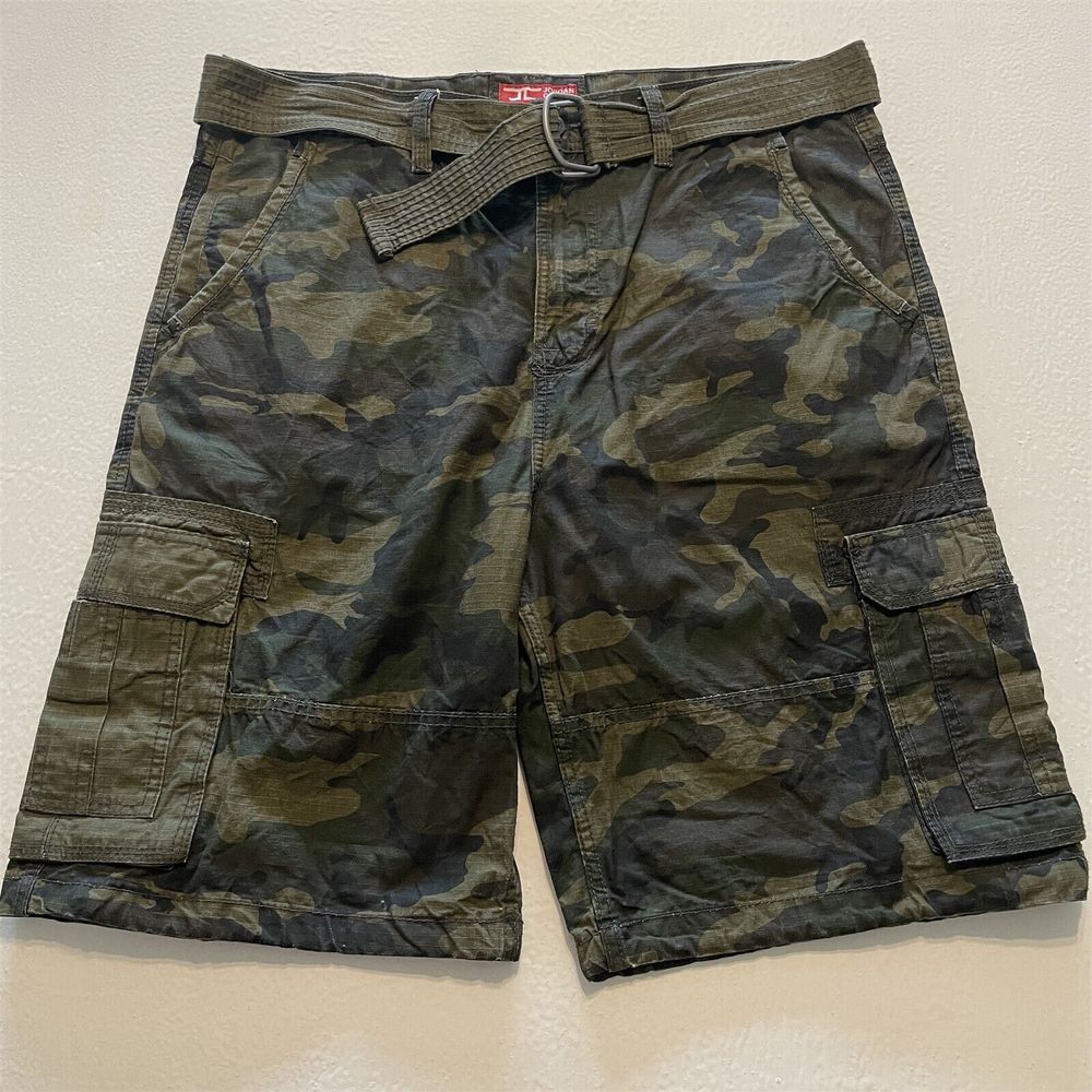 Jordan Craig 40 x 11" Belted Ripstop Camo Drawstring‎ Cuff Cargo Shorts